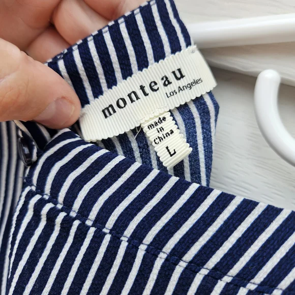 Monteau Navy and White Striped Dress - Picture 5 of 6